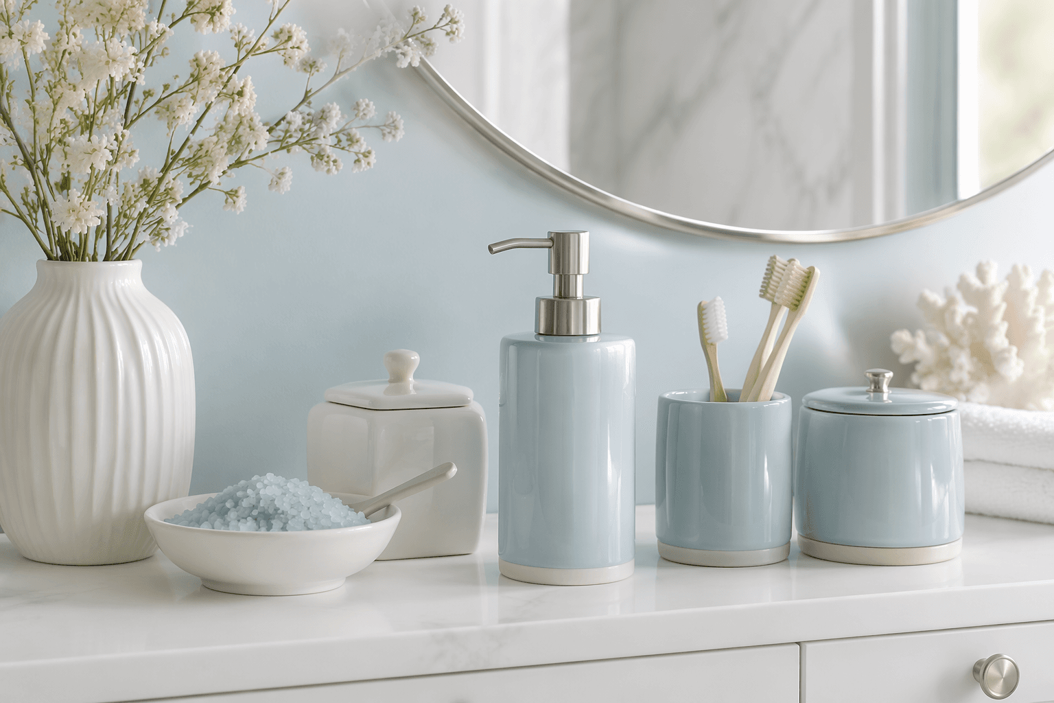 Countertop Canister Trio — In the bathroom